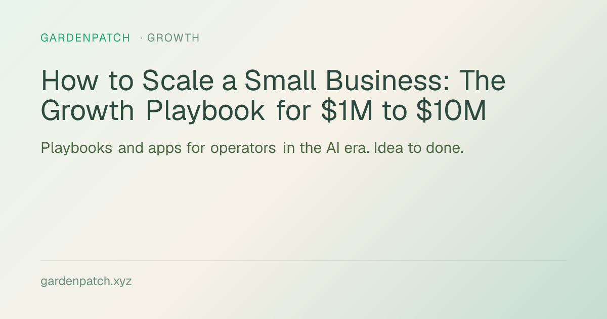How to Scale a Small Business: The Growth Playbook for $1M to $10M