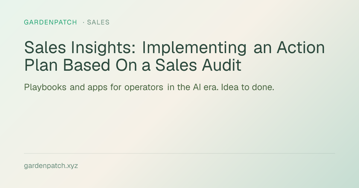 Sales Insights: Implementing an Action Plan Based On a Sales Audit