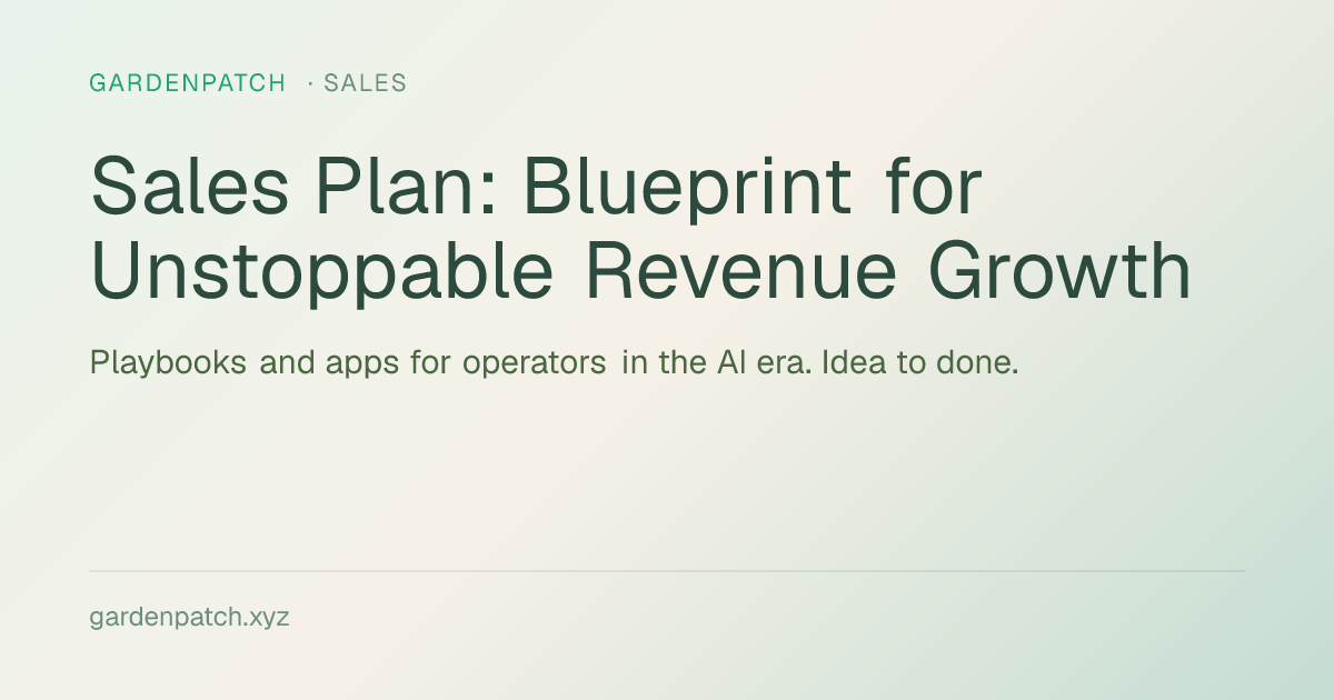 Sales Plan: Blueprint for Unstoppable Revenue Growth